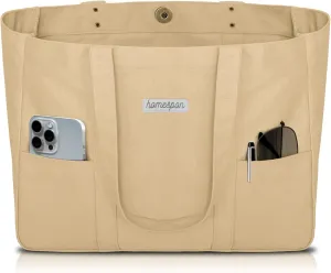 HOMESPON Large Canvas Tote Bag for Women Everything Bag with Pockets and Laptop Sleeve