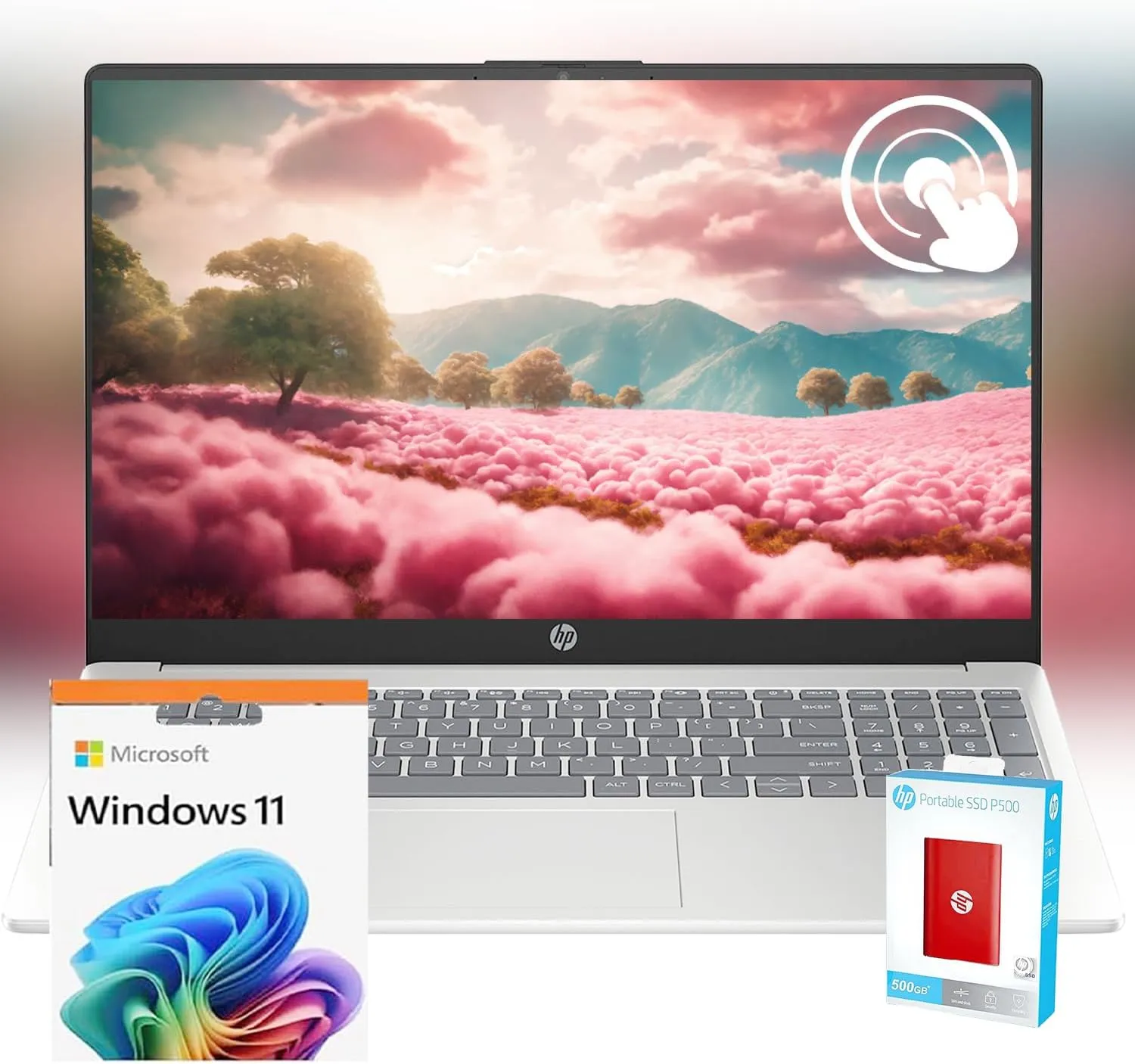 HP 2025 New Pavilion 15.6 inch Touch-Screen Laptop, 32GB RAM, 1.5TB SSD (1TB PCIe SSD withHP P500 512GB Portable SSD), Intel Core i3-1215U 6-Cores Processor, Windows 11 Home with Microsoft Office