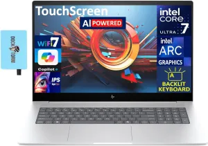 HP Envy AI Powered Laptop 17.3" Touchscreen IPS FHD Display (Intel Ultra 7-155H, 64GB DDR5, 2TB PCIe SSD, Intel Arc, Backlit KB, Thunderbolt 4, WiFi 7, Webcam, Win 11 Pro) w/DKZ USB Port Expander
