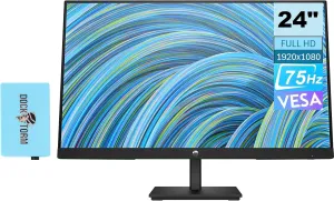 HP V24v G5 24" FHD Computer Monitor (1920x1080), 75Hz Anti-Glare Display, AMD FreeSync, HDMI, VESA Mount, Black, with Dockztorm Dock