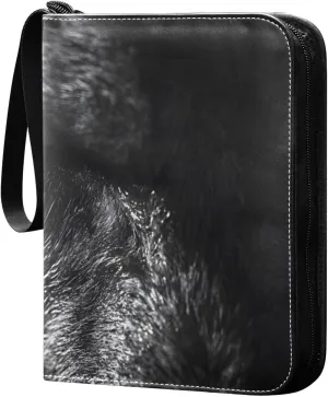 Hunting Wolf Eyes Card Binder 4 Pocket Trading Card Album Fits 400 Sports/Game Cards, PU Cover 3 Ring Card Collection with 50 Removable Sleeves