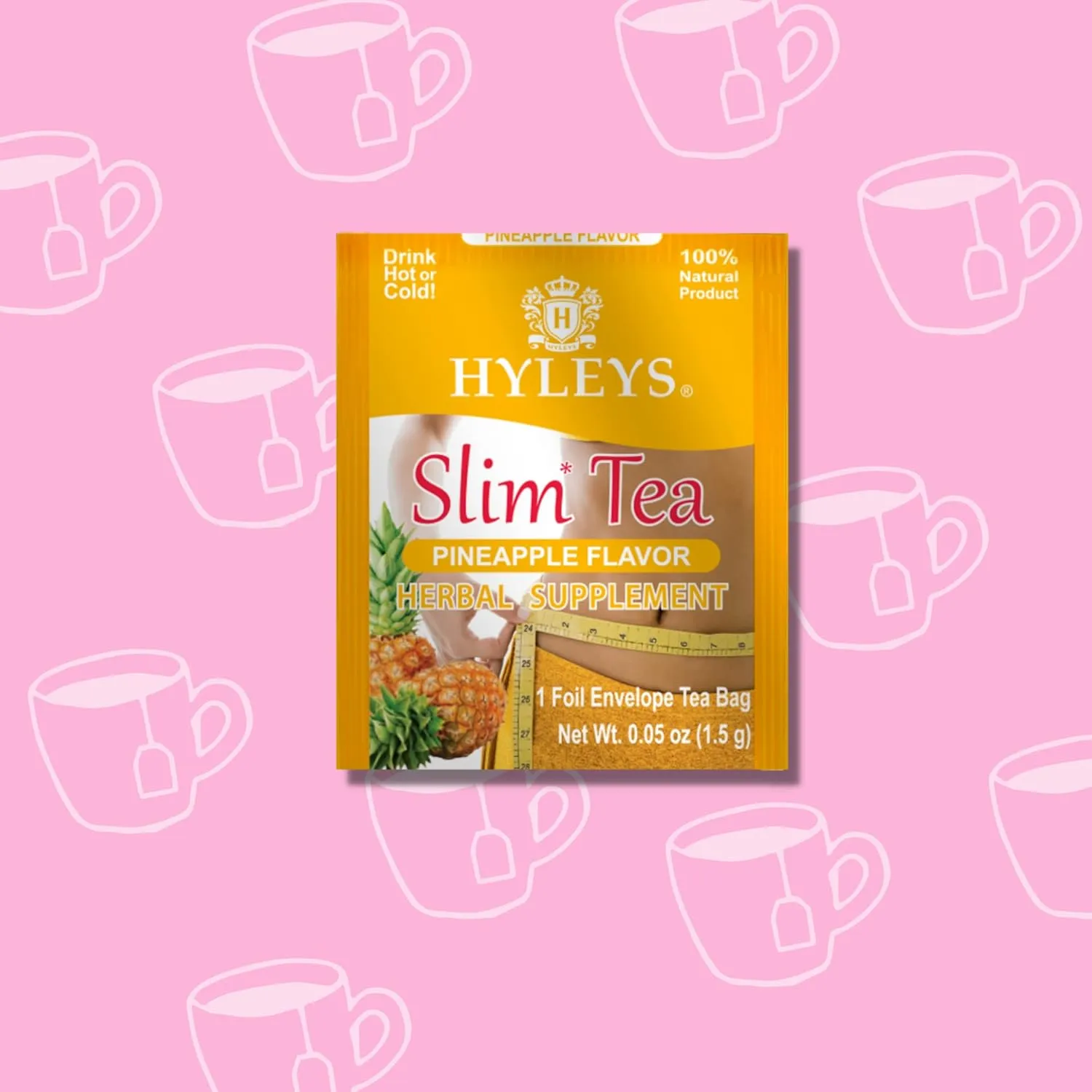 Hyleys Slim Tea Pineapple Flavor - Weight Loss Herbal Supplement Cleanse and Detox - 25 Tea Bags (6 Pack)