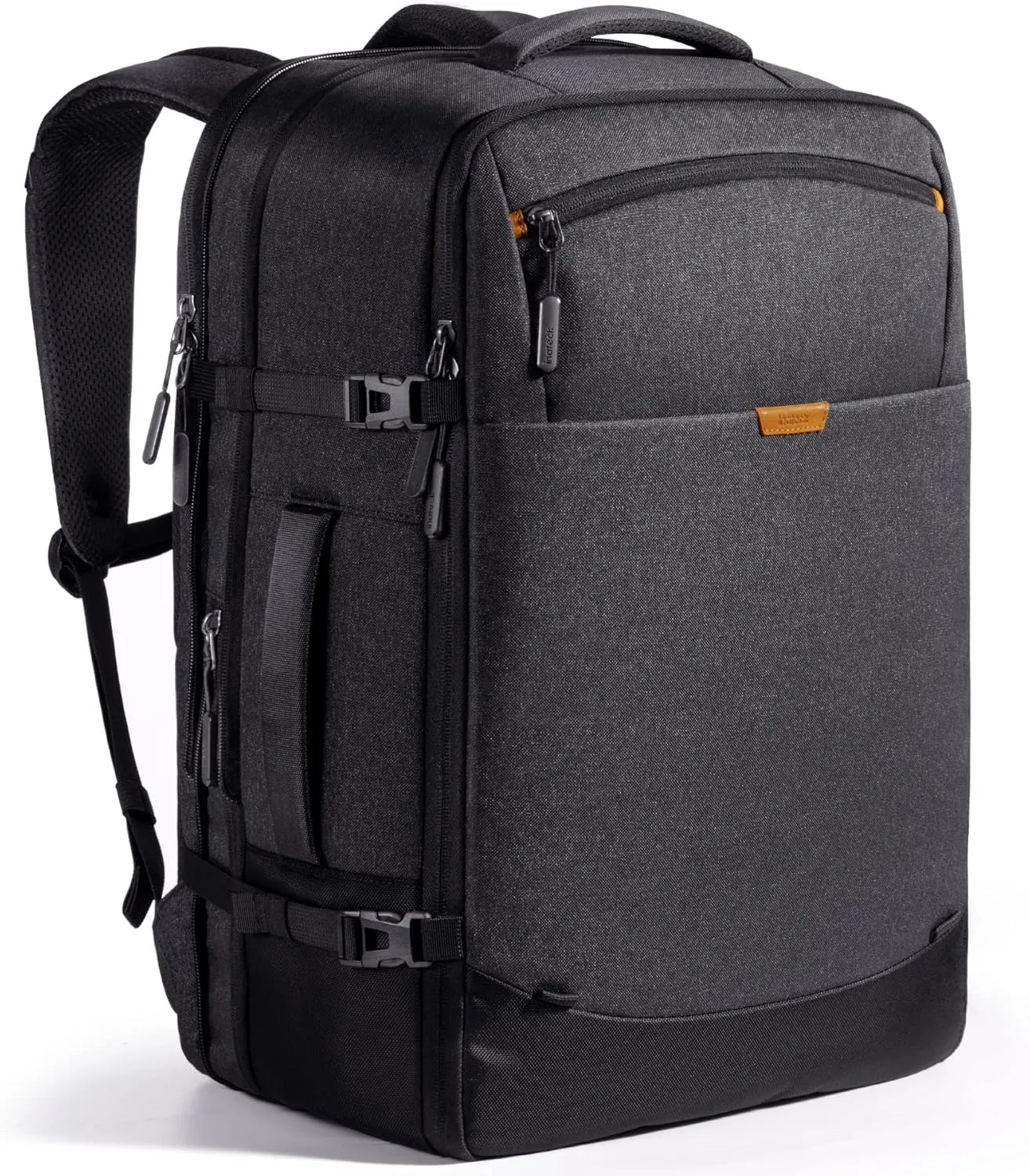 Inateck 38-46L Large Travel Carry on Laptop Backpack for Men and Women, Expandable Splash-resistant Cabin Luggage 22x14x9 Airline Approved, Compatible with 17.3 Inch Laptop, Black