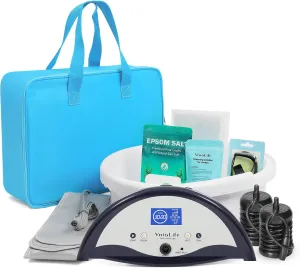 Ionic Foot Bath Detox Machine, Ion Detox Foot Bath Cleanse, LED Display Feet Spa with Heated Belt,Wrist Strap, with 2 Arrays, Sea Salt,10 Liners,Portable Handbag
