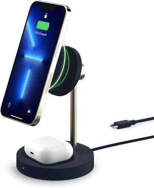 iOttie Velox Magnetic Wireless Duo Stand. 7.5W Mounting Stand   5W Charging Pad. MagSafe Compatible for iPhone 12, iPhone 13, iPhone 14, & iPhone 15 Series & Qi AirPods Charger (Adapter not Included)