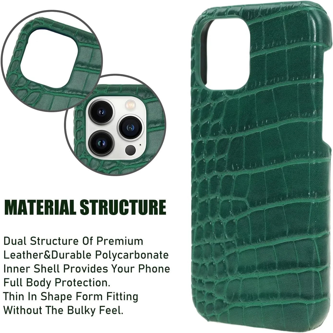 iPhone 14 Case Leather Classic Retro Pattern Cover Soft TPU Slim Shockproof Phone Cases Designer Leather Case for iPhone 14 Case Fashion Luxury Elegant Green