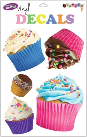 iscream Colorful Cupcakes Sheet of 5 Repositionable Vinyl Cling Decals