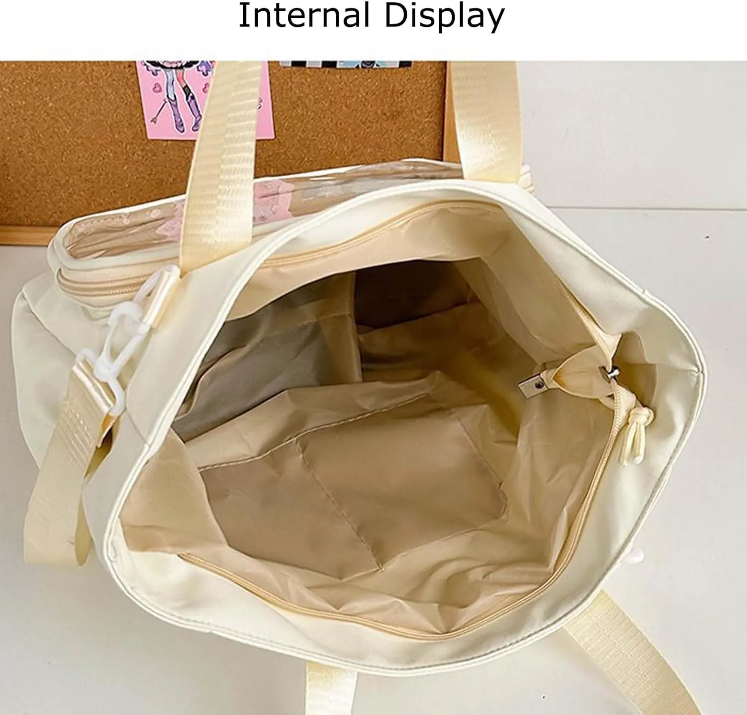 Ita Bag with Insert Canvas messenger bag Ita Tote Bag Clear Window for Pins Shoulder Bag