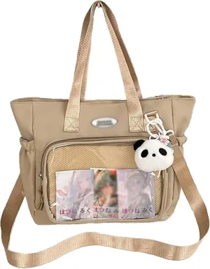 Ita Bag with Insert Canvas messenger bag Ita Tote Bag Clear Window for Pins Shoulder Bag