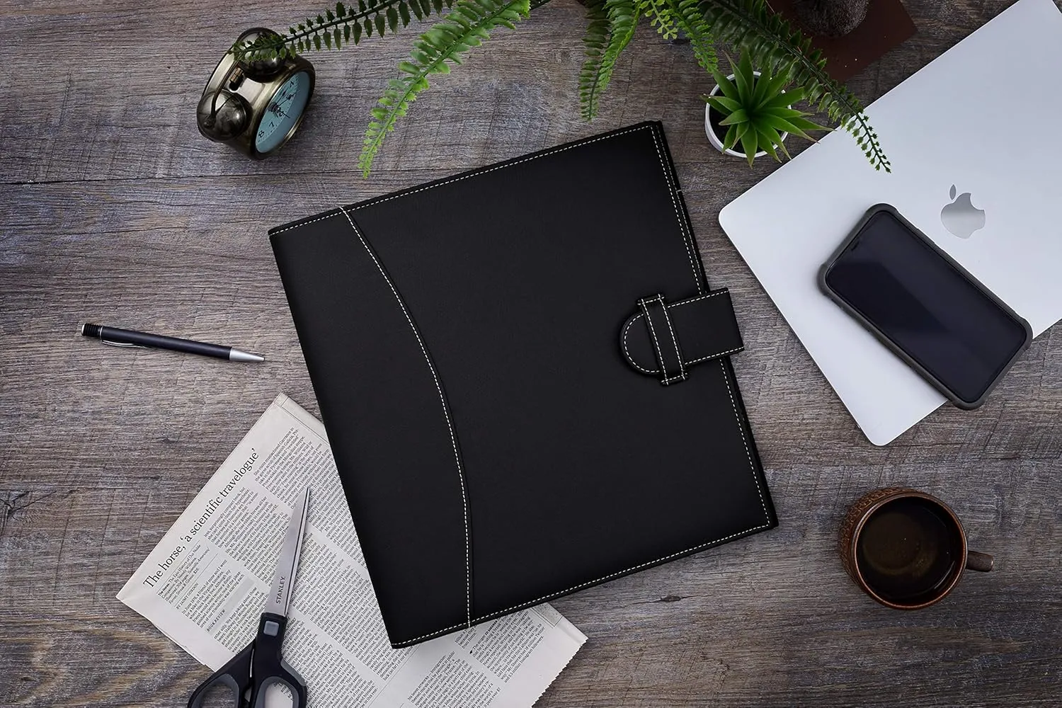 It's Academic Executive Faux Leather Portfolio Folder, Black
