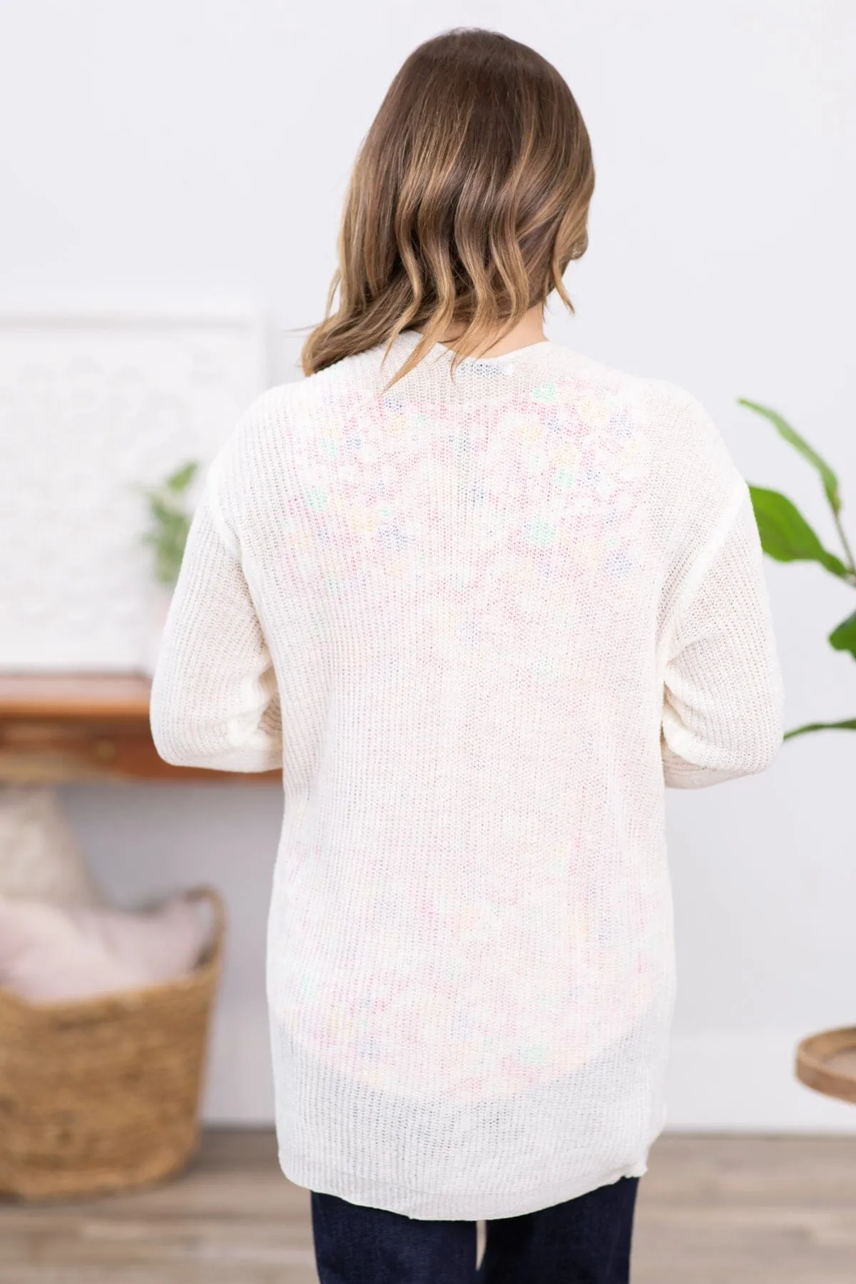 Ivory Sweater Cardigan With Pockets