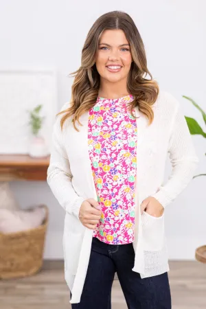 Ivory Sweater Cardigan With Pockets