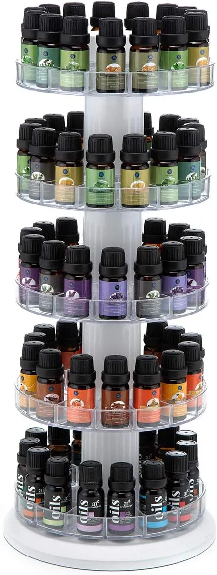 J JACKCUBE DESIGN Rotating Essential Oil Display Stand Spinning Rack for 75 Bottles(up to 120) Organizer 5 Tier Storage Holder -MK505A (5 Tier)