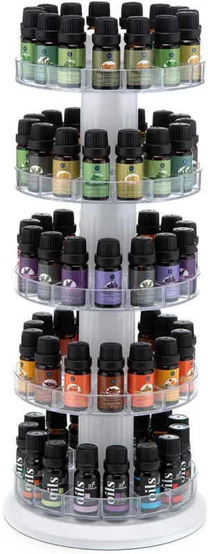 J JACKCUBE DESIGN Rotating Essential Oil Display Stand Spinning Rack for 75 Bottles(up to 120) Organizer 5 Tier Storage Holder -MK505A (5 Tier)