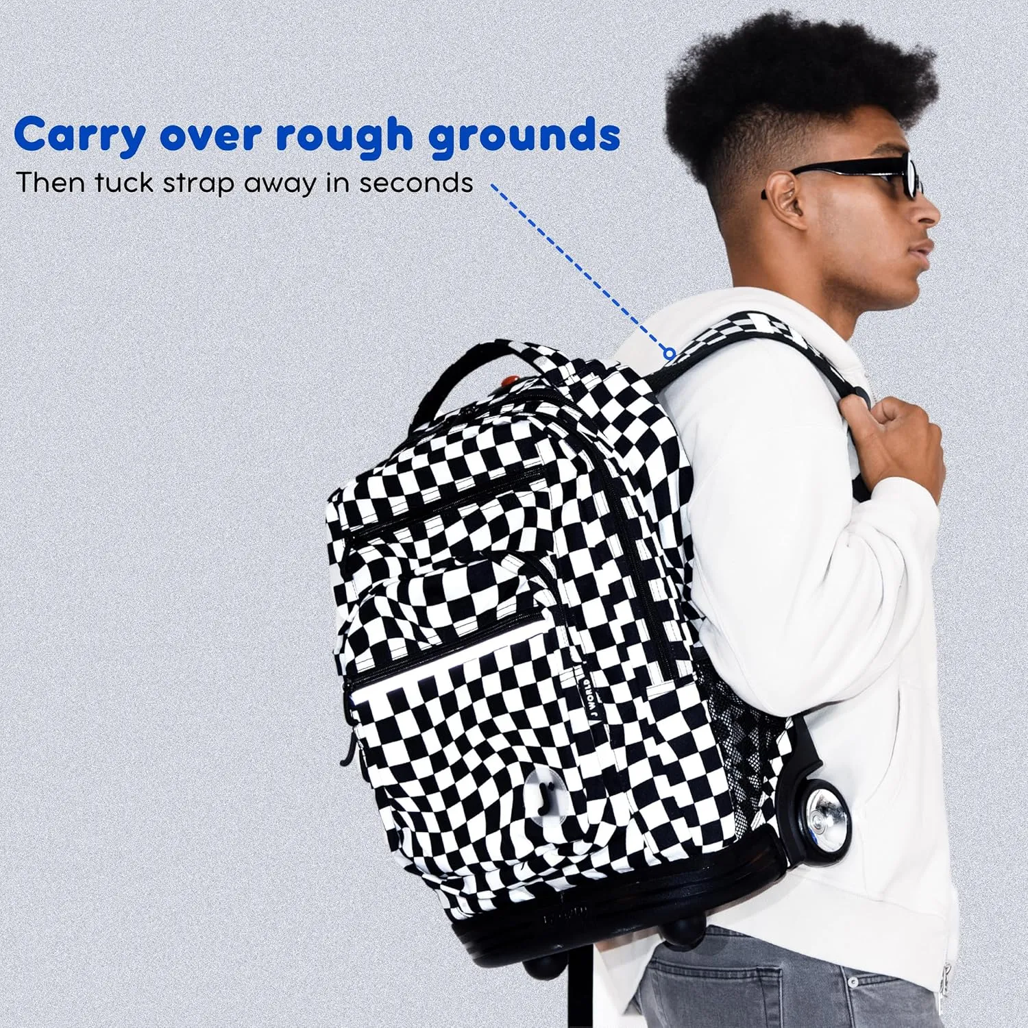 J World New York Sundance Rolling Backpack Girl Boy Roller Bookbag, Black, 20 Inch