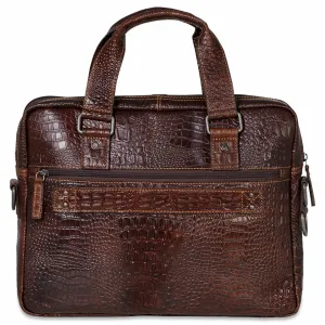 Jack Georges Hornback Croco Professional Zippered Briefcase