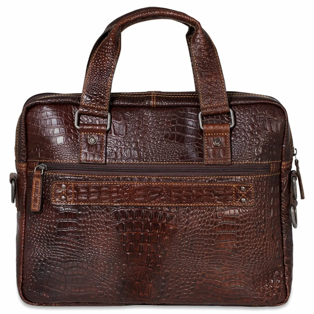 Jack Georges Hornback Croco Professional Zippered Briefcase