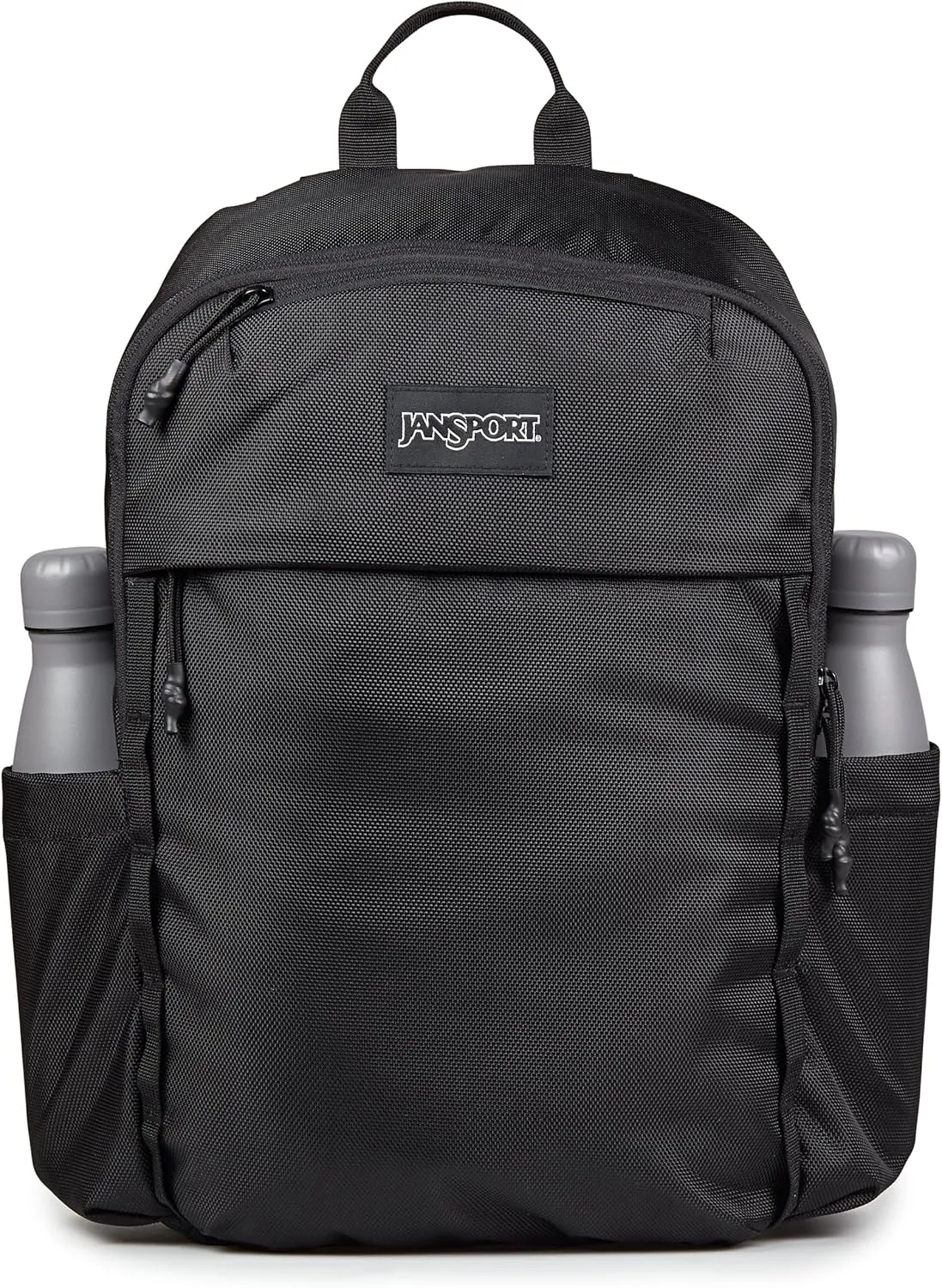 JanSport Venture Daypack – Travel Pack With Large Main Compartment, Padded Laptop Sleeve, Dual Water Bottle Pockets, and Attachment Buckles, Black