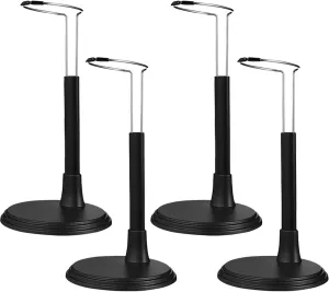 Jarbins 4pcs Black Doll Display Support for 18 Inches Action Figures - Reusable Vertical Stand, Dollhouse Furniture Accessory, Medium, White