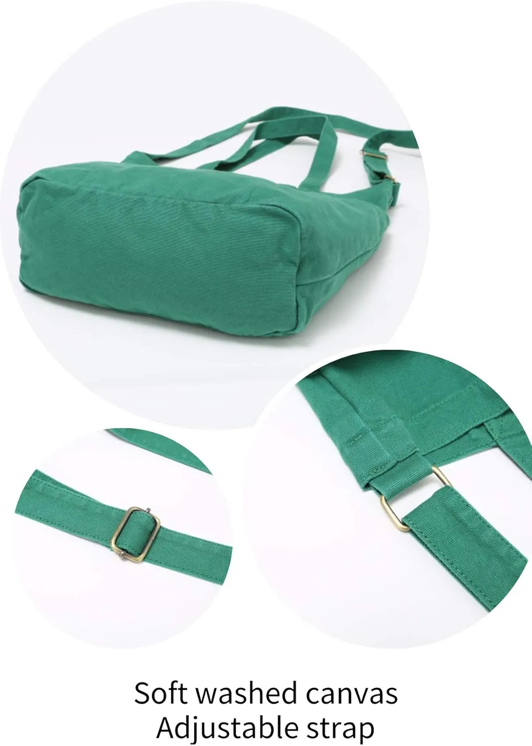 Jeelow Canvas Tote Handbag Shoulder Crossbody Bags Purses With Pockets For Men & Women
