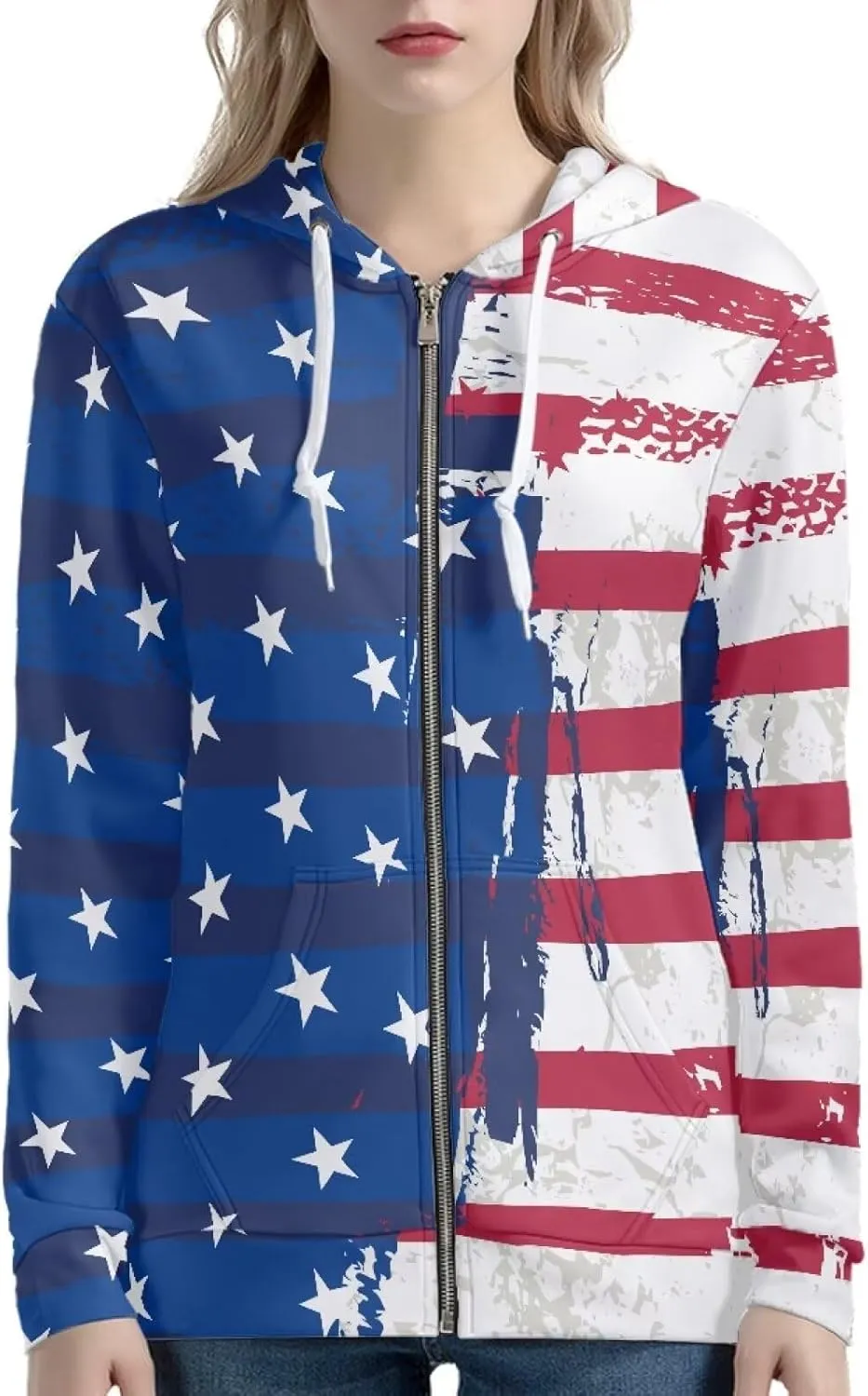 JEOCODY Novelty Full Zip Hoodie Athletic Slim Fit Long Sleeve Sweatshirt for Women
