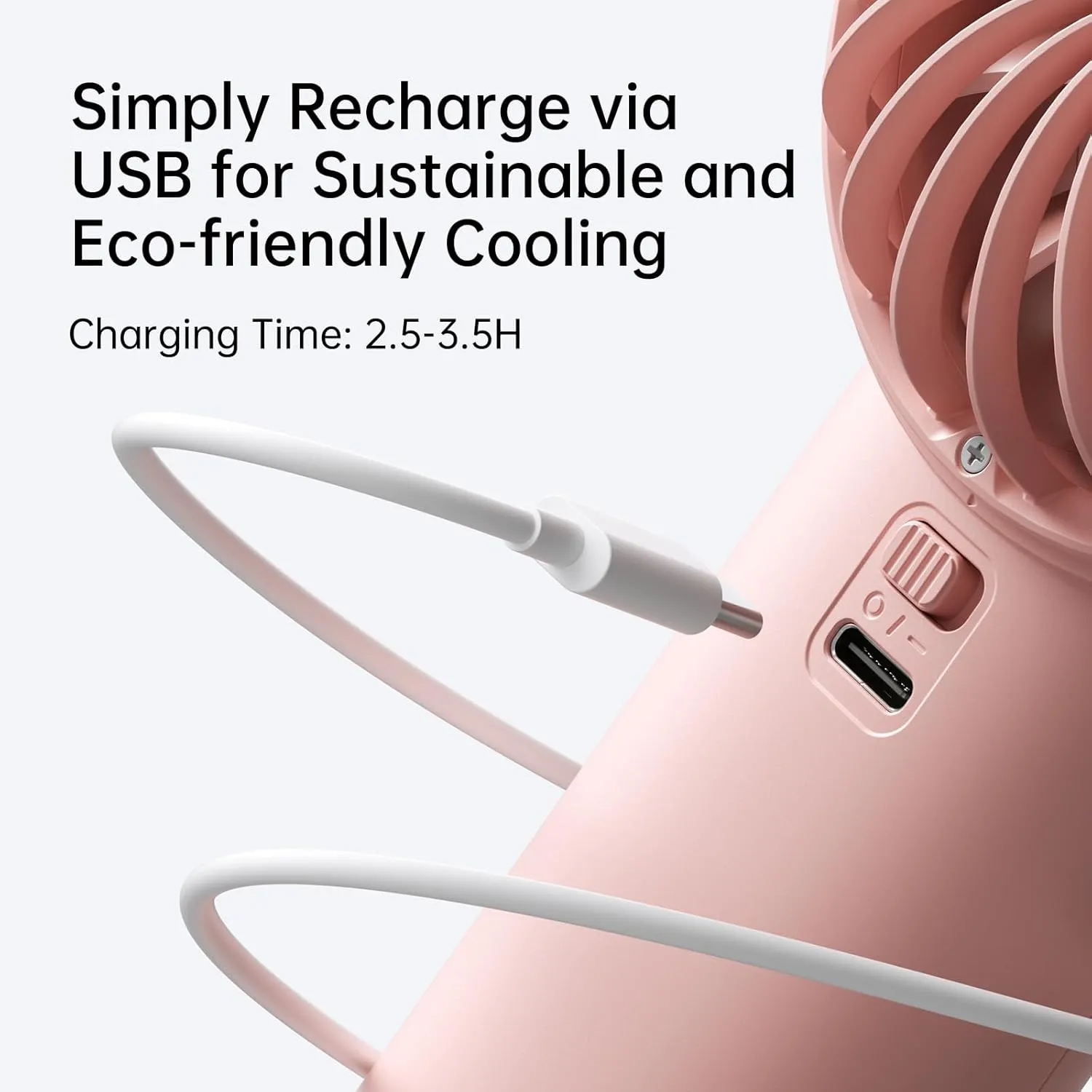 JISULIFE Handheld Portable Fan with Powerful Motor,LED Display,5000mAh Battery,5 Wind Speeds,Lanyard; Summer Essentials USB Rechargeable Hand held Fan for Travel,Beach,Makeup,Concerts-Pink