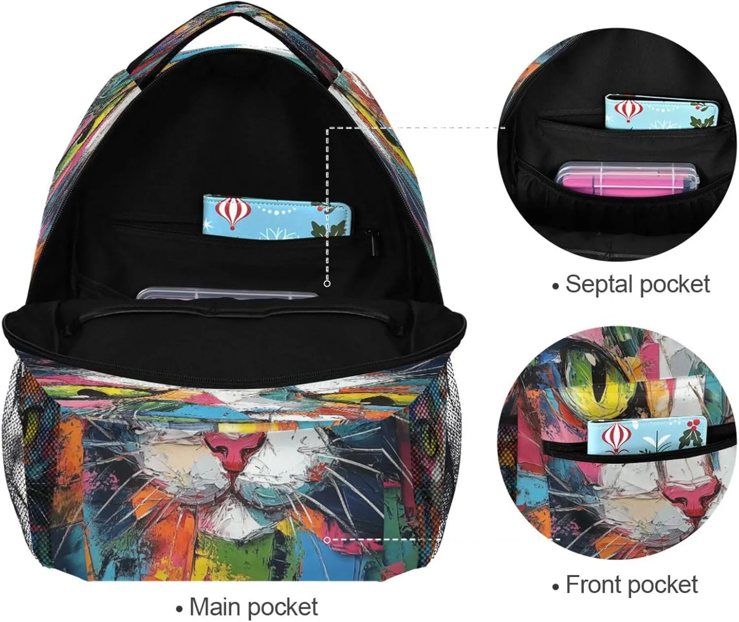 JSTEL Kid Cat Backpack,Elementary School Backpack Cat Kid Bookbag for Boy Girl Ages 5 to 13,02