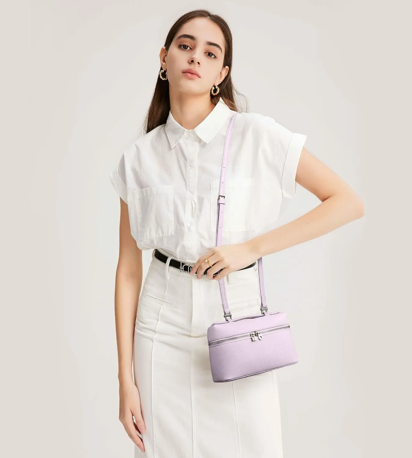 KALIDI Crossbody Bag for Women Small Top-Handle Pouch Designer Shoulder Handbag Quiet Luxury Leather Trendy Purse