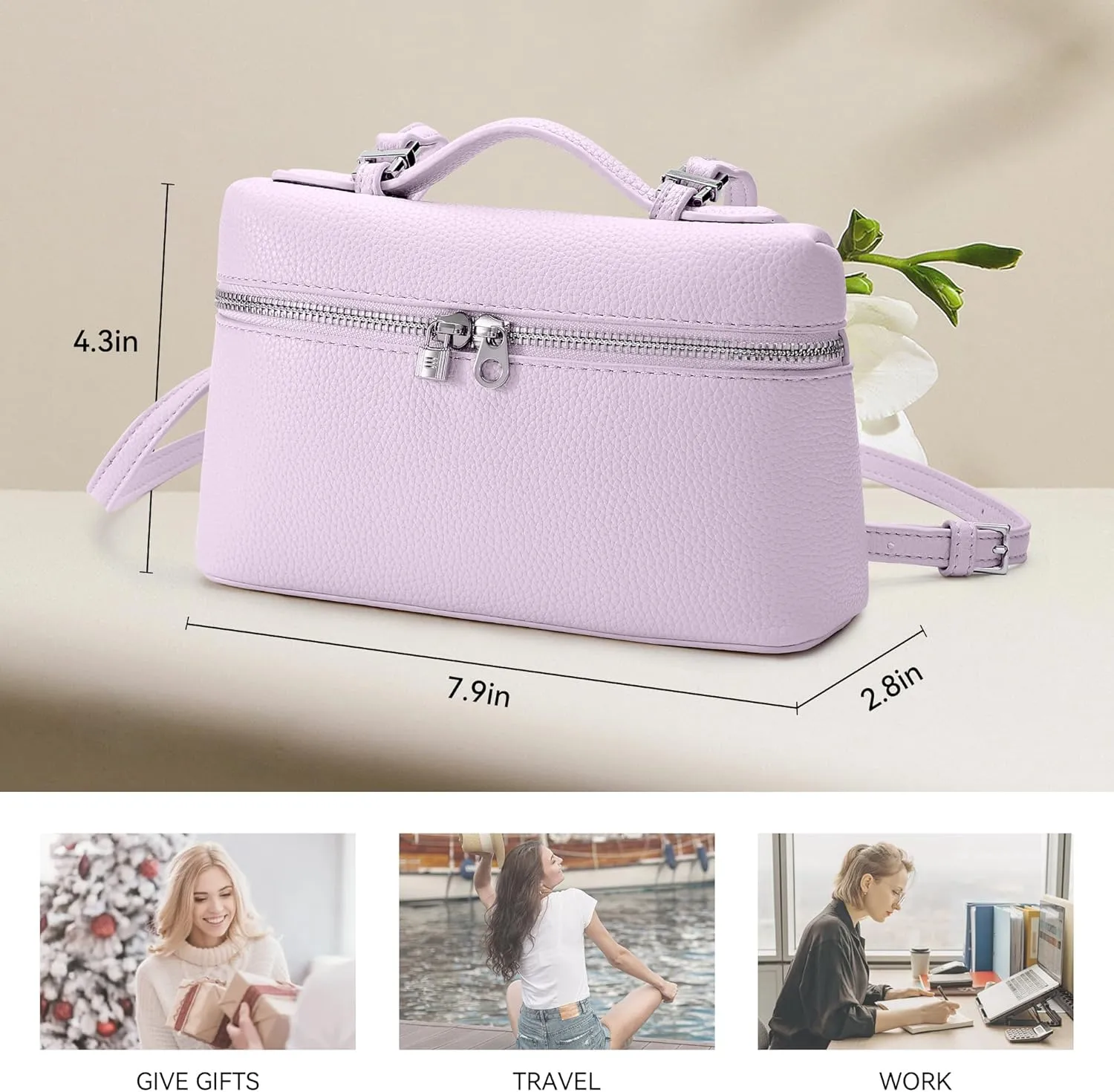 KALIDI Crossbody Bag for Women Small Top-Handle Pouch Designer Shoulder Handbag Quiet Luxury Leather Trendy Purse