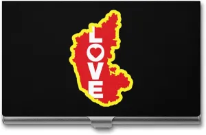 Karnataka Map Love Metal Business Card Holder Wallet Slim Pocket Sports Credit Cards Case