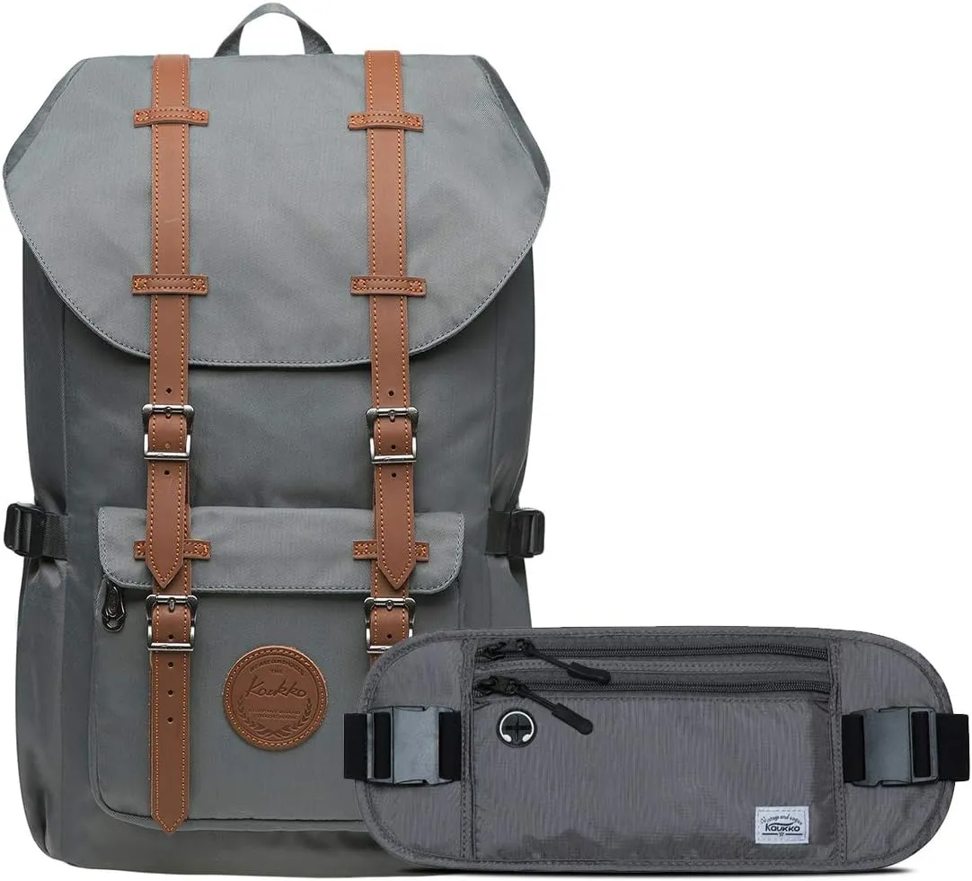 KAUKKO Laptop Outdoor Backpack, Traveling Rucksack Fits 15.6 Inch Laptop[5-11-GREY2PC]