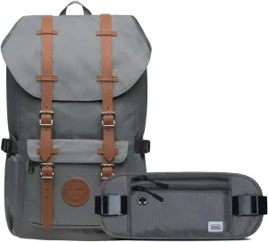 KAUKKO Laptop Outdoor Backpack, Traveling Rucksack Fits 15.6 Inch Laptop[5-11-GREY2PC]