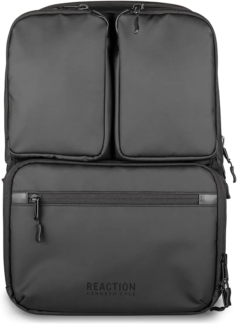 Kenneth Cole REACTION Ryder 17-Inch Coated Polyester Travel Laptop Backpack Bag, Black
