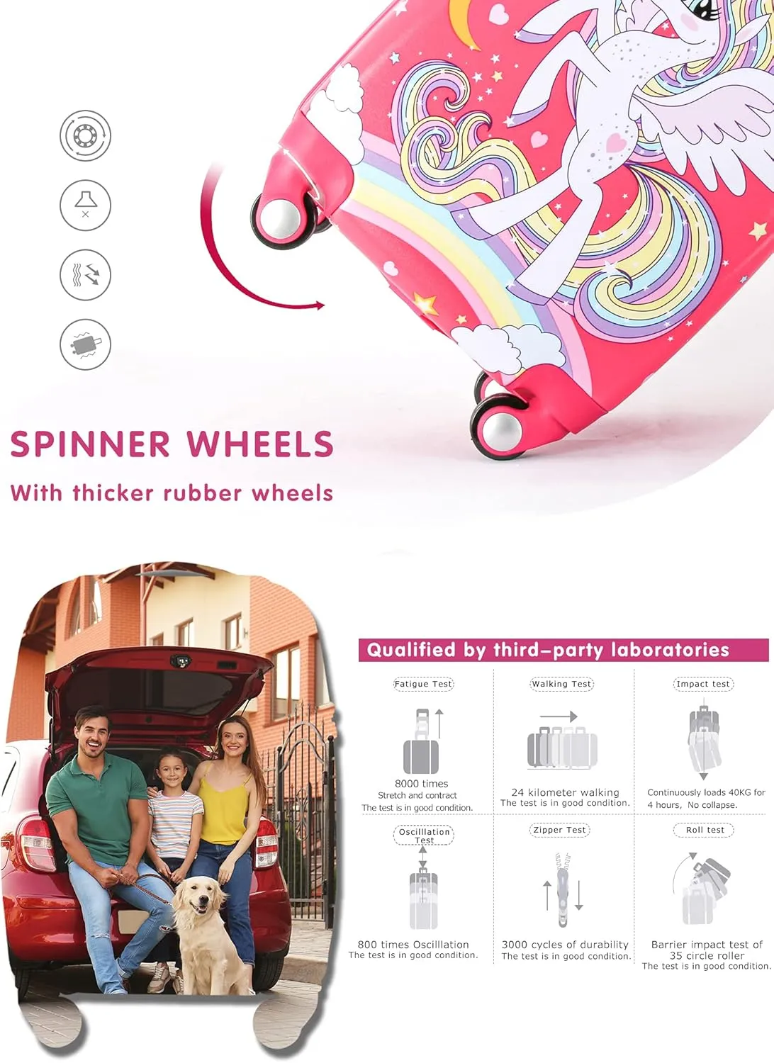 Kids Carry On Luggage Children Rolling Suitcase with 4 Wheels Hardshell Case for Toddler baby Travel (Unicorn)