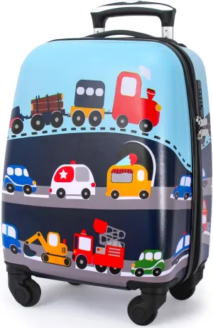Kids Carry On Luggage Children Rolling Suitcase with 4 Wheels Hardshell Case for Toddler to Travel (Car)