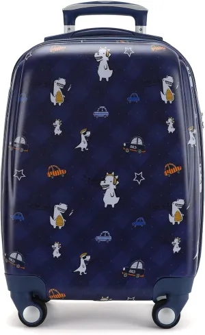 Kids Luggage With Spinner Wheels Hard Shell Carry On Rolling Suitcase for Toddler Boys Girls Travel Gift (Dinosaur-Car, Upgrade 19inch), Gt-kl209