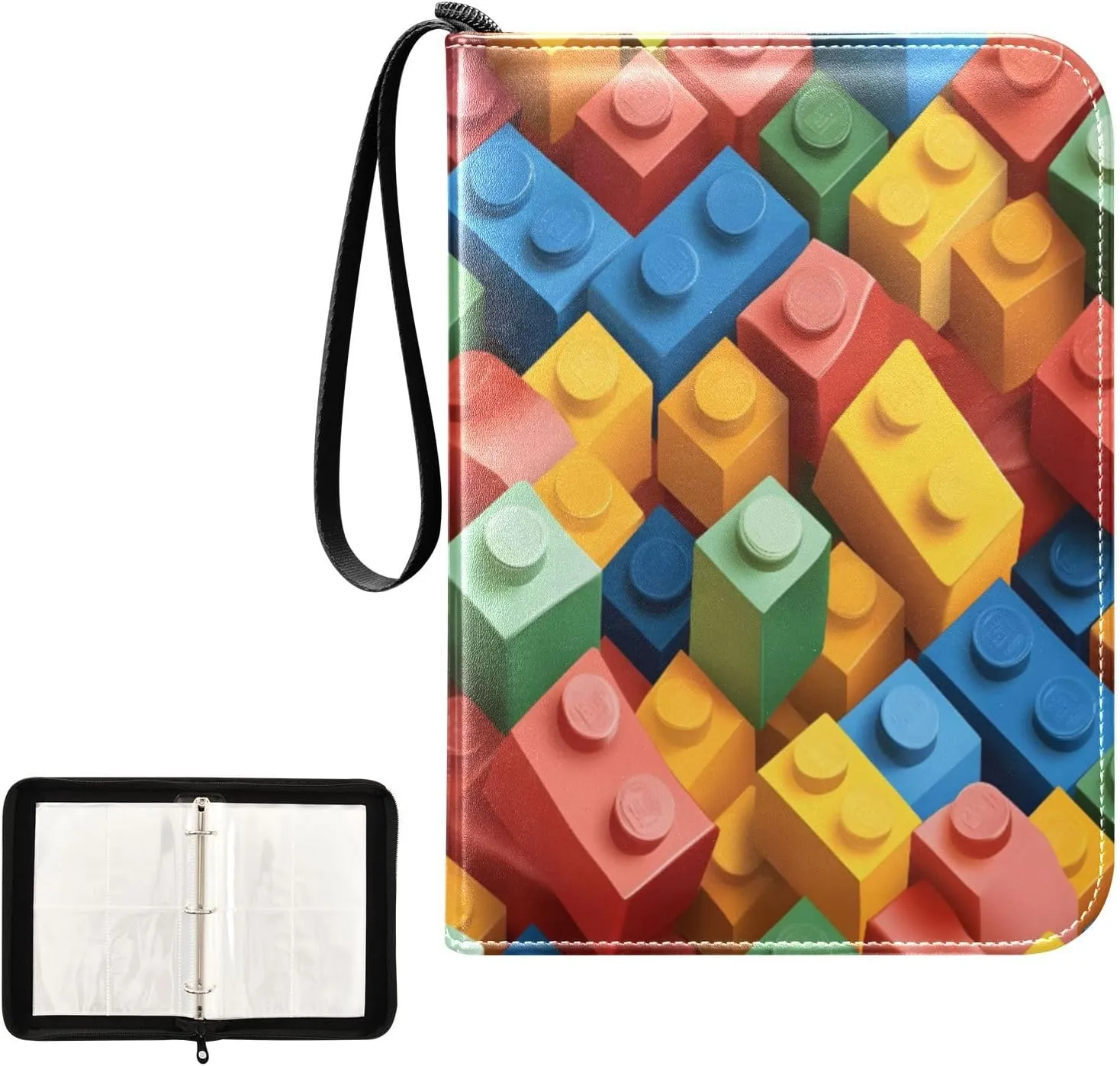 Kigai Colorful Block Card Binder 4-Pocket Trading Card Binder Game Card Collection Binder Album Holder with 50 Removable Sleeves Up to 400 Sports Cards