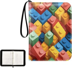 Kigai Colorful Block Card Binder 4-Pocket Trading Card Binder Game Card Collection Binder Album Holder with 50 Removable Sleeves Up to 400 Sports Cards
