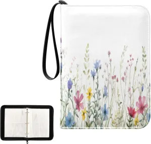 Kigai Colorful Flowers Card Binder 4-Pocket Trading Card Binder Game Card Collection Binder Album Holder with 50 Removable Sleeves Up to 400 Sports Cards