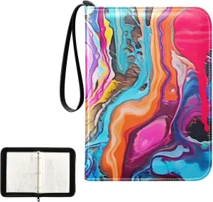 Kigai Colorful Liquid Card Binder 4-Pocket Trading Card Binder Game Card Collection Binder Album Holder with 50 Removable Sleeves Up to 400 Sports Cards