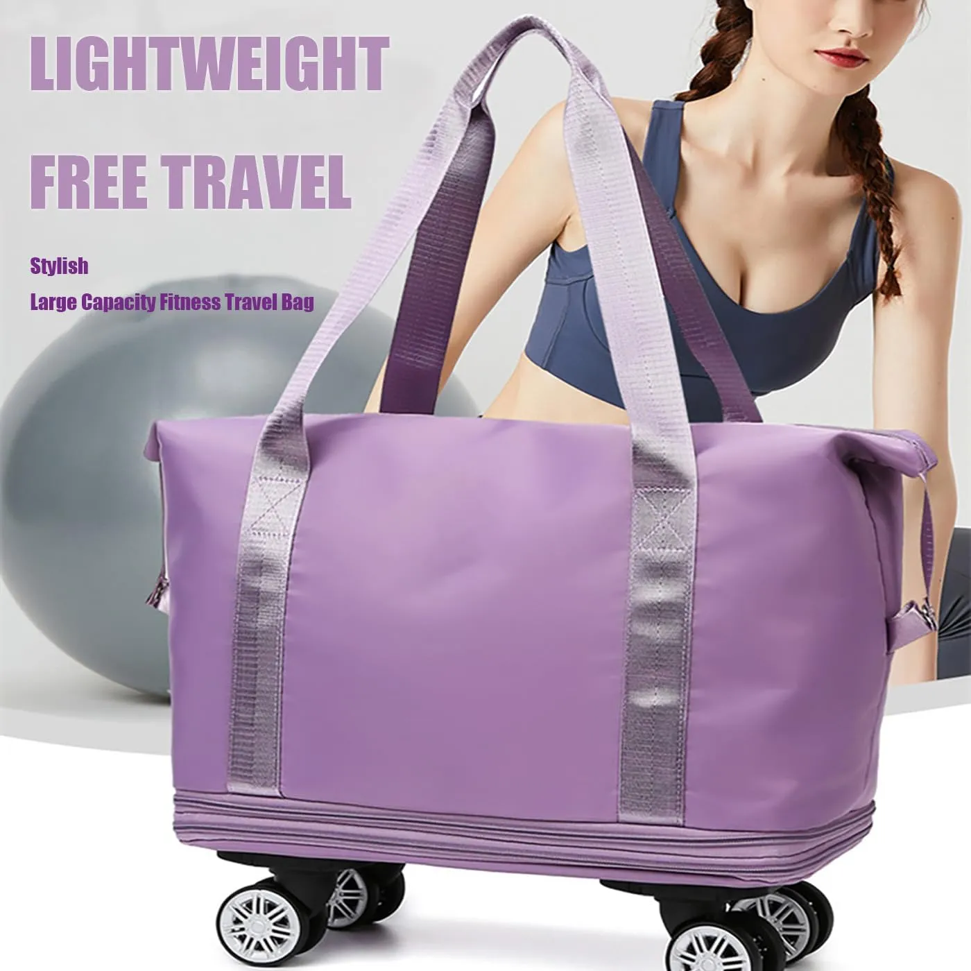 Klarson Expandable Bag with Wheels, Klarson - Klarson Expandable Bag with Wheel, Wet and Dry Separation Expandable Travel Duffel Bags (Black)