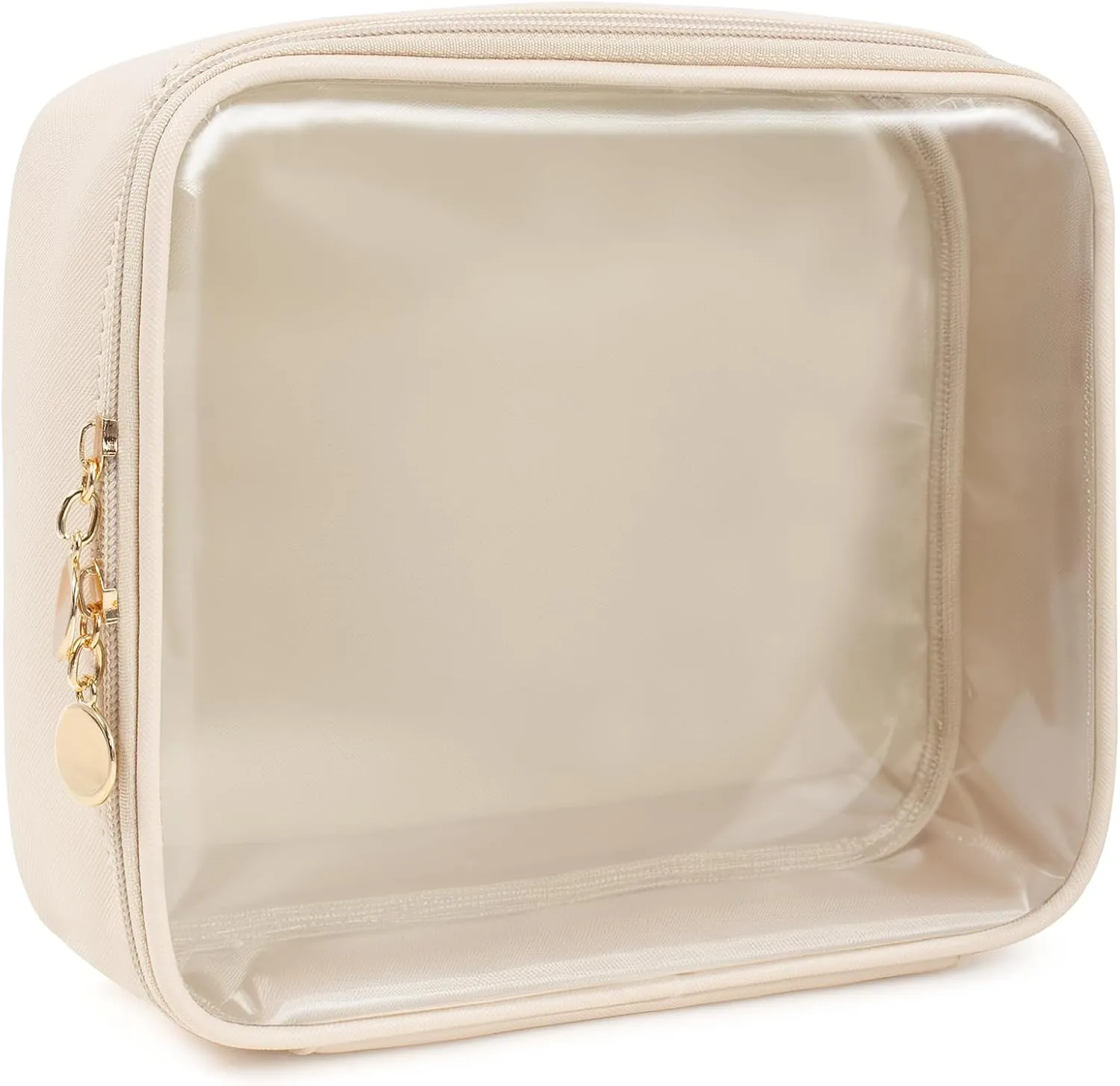 KOTORA TSA Approved Toiletry Bag with Mini Clear Makeup Bag Travel Size Beach Pool Bag Car Accessories for Women Her (2Beige)