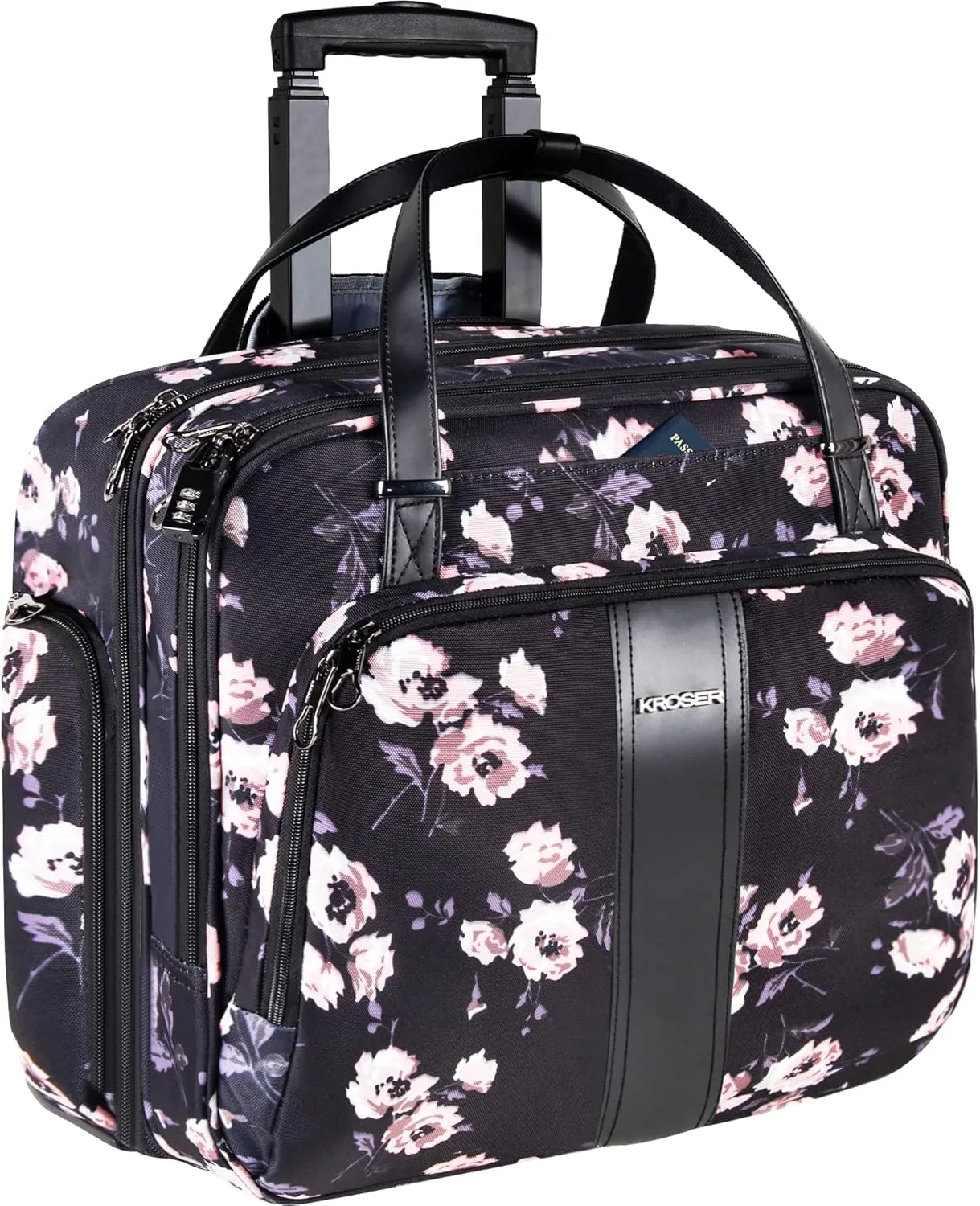 KROSER Premium Rolling Briefcase for 15.6 Inch Laptops - Water-Repellent Overnight Computer Bag with RFID Pockets for Travel/Business