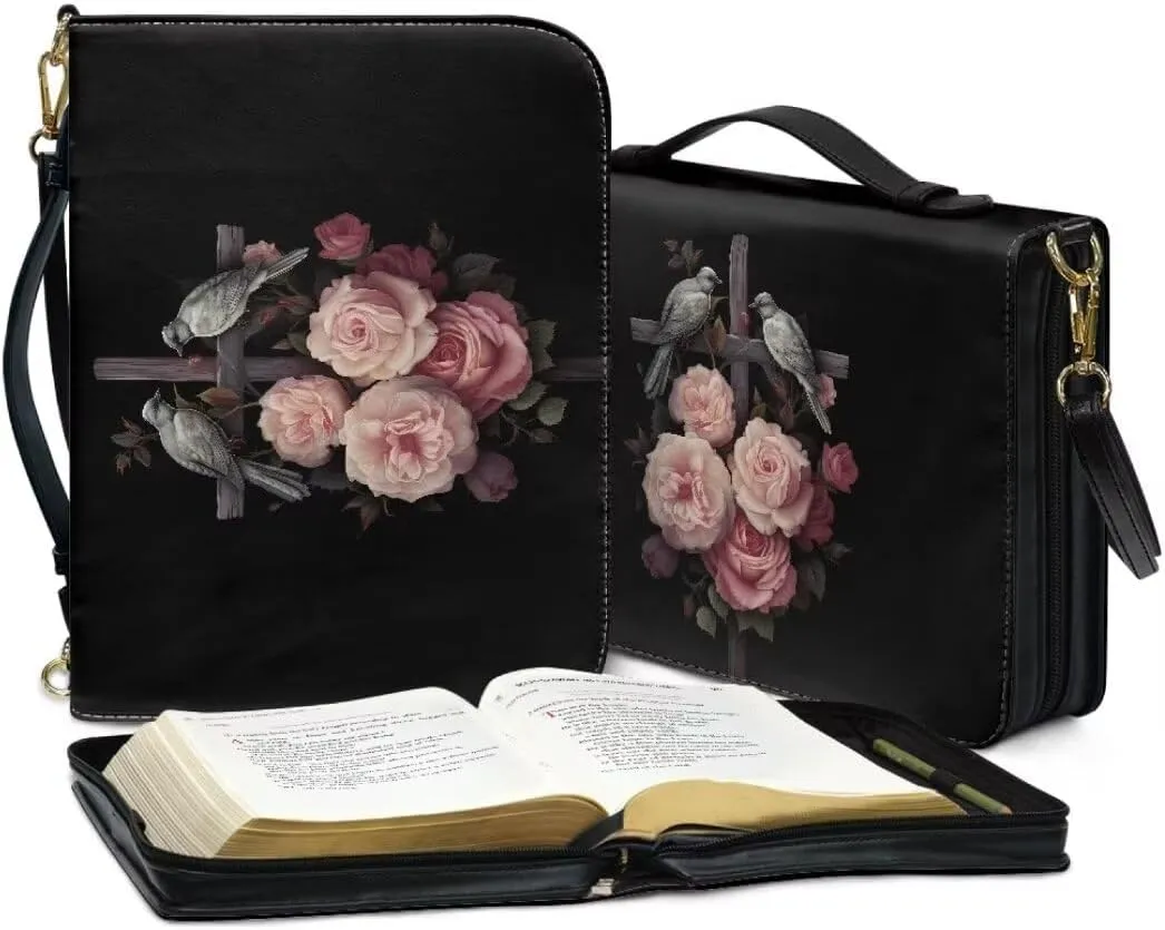 Kuiaobaty Bible Cover PU Leather Bible Protective Cover Zipper Bible Cases for Women Men