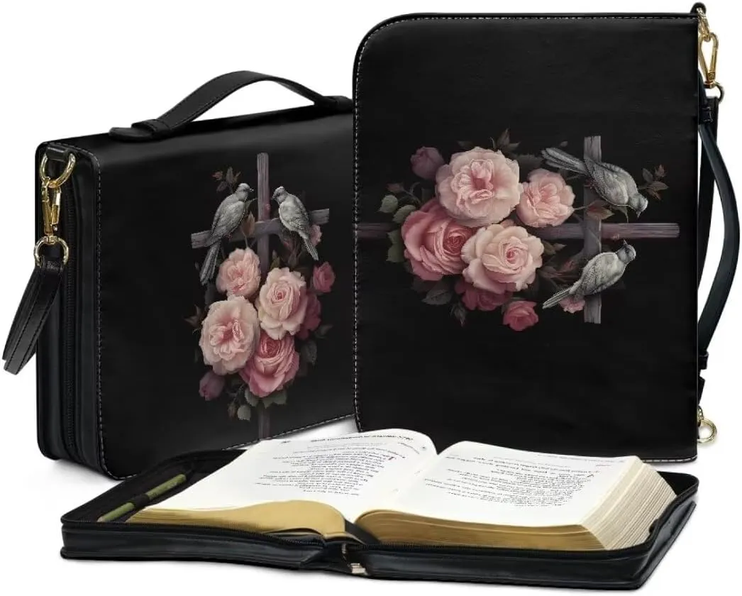 Kuiaobaty Bible Cover PU Leather Bible Protective Cover Zipper Bible Cases for Women Men