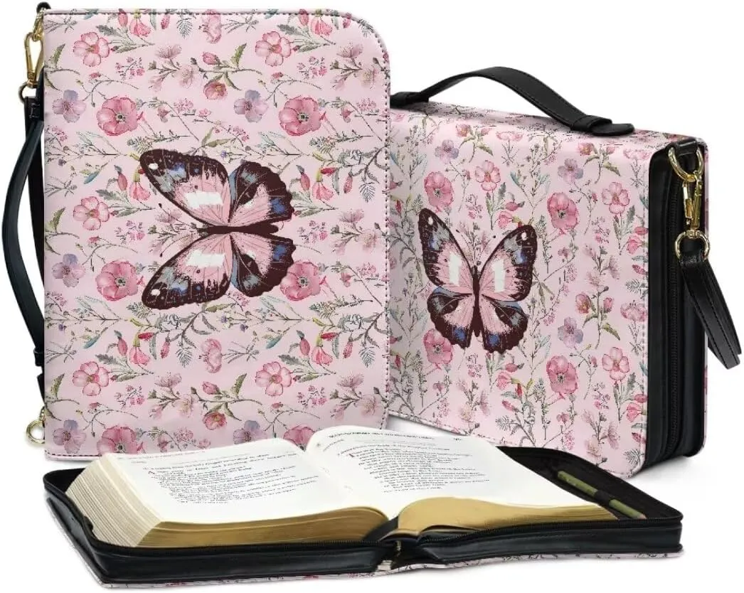 Kuiaobaty Bible Cover PU Leather Bible Protective Cover Zipper Bible Cases for Women Men