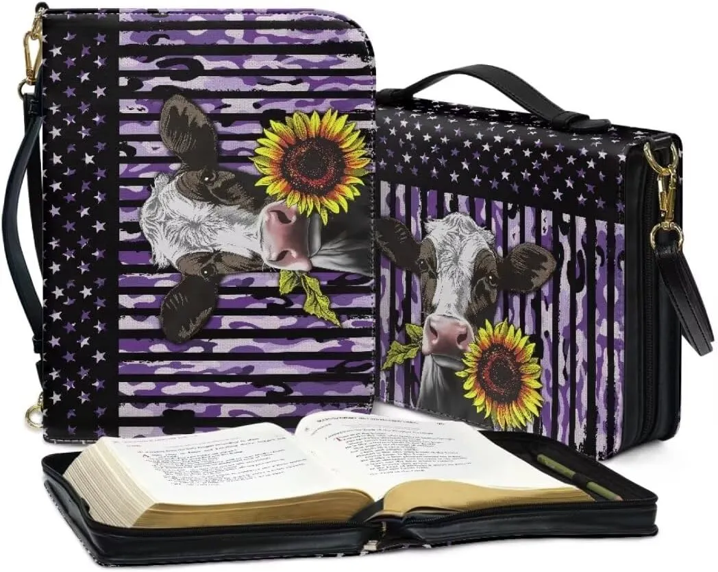 Kuiaobaty Bible Cover PU Leather Bible Protective Cover Zipper Bible Cases for Women Men