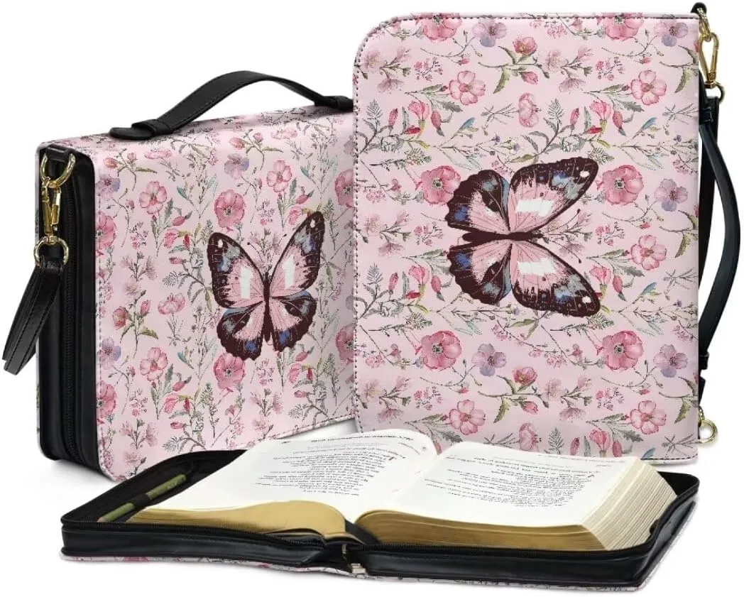 Kuiaobaty Bible Cover PU Leather Bible Protective Cover Zipper Bible Cases for Women Men