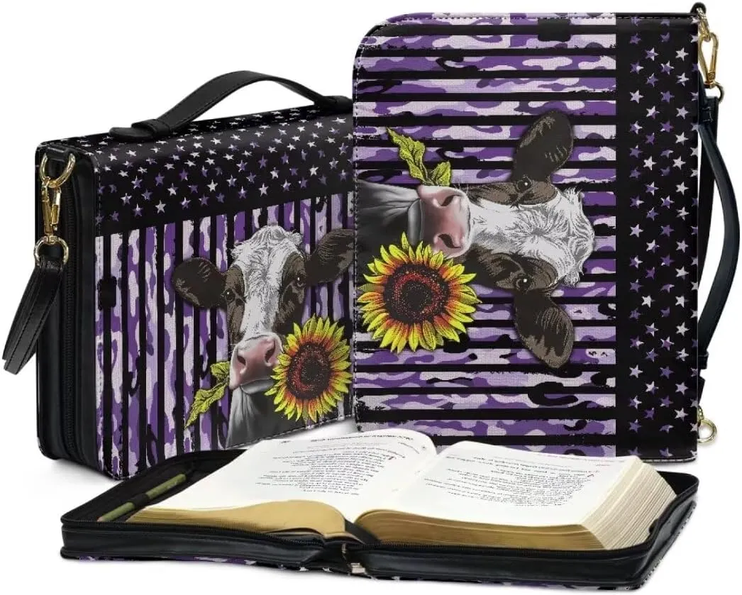 Kuiaobaty Bible Cover PU Leather Bible Protective Cover Zipper Bible Cases for Women Men