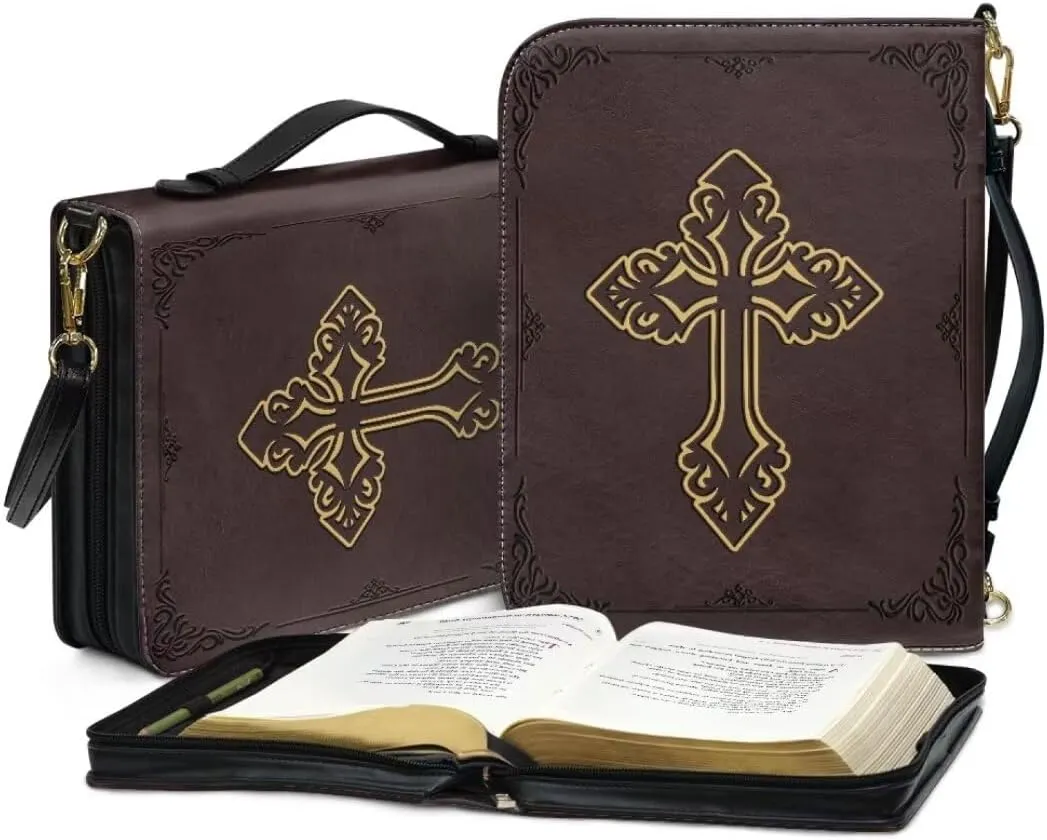Kuiaobaty Bible Cover PU Leather Bible Protective Cover Zipper Bible Cases for Women Men